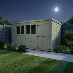 14 x 8 Pent Shed (Double Door, With Windows)