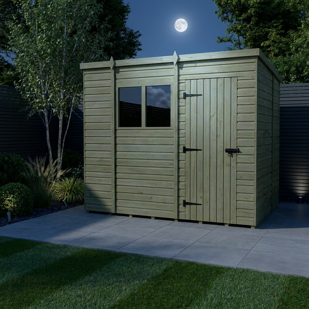 10 x 6 Pent Shed (Single Door, With Windows)