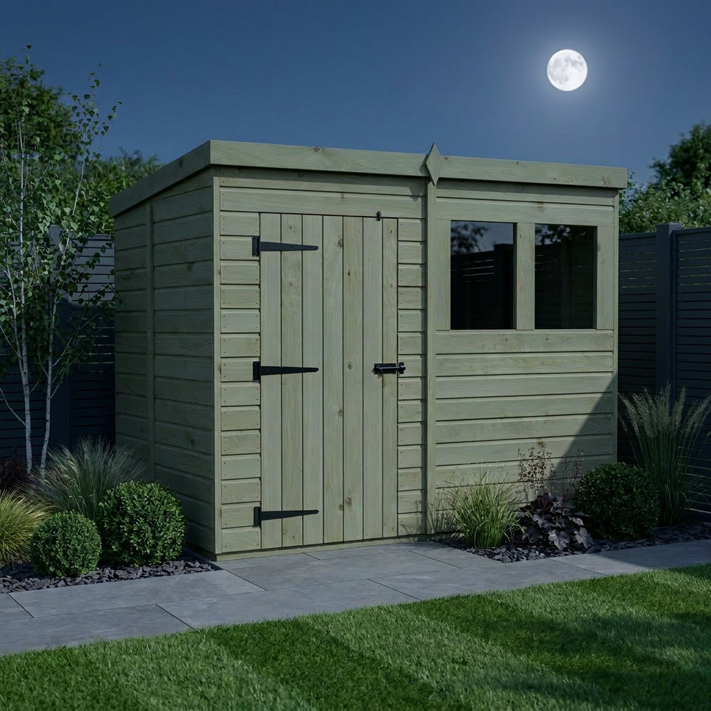 8 x 5 Pent Shed (Single Door, With Windows)