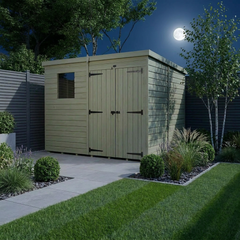7 x 7 Pent Shed (Double Door, With Windows)