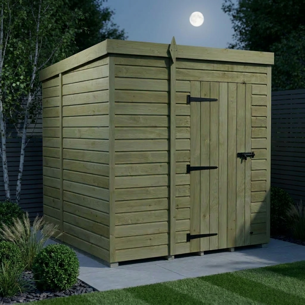 7 x 7 Pent Shed (Single Door, No Windows)
