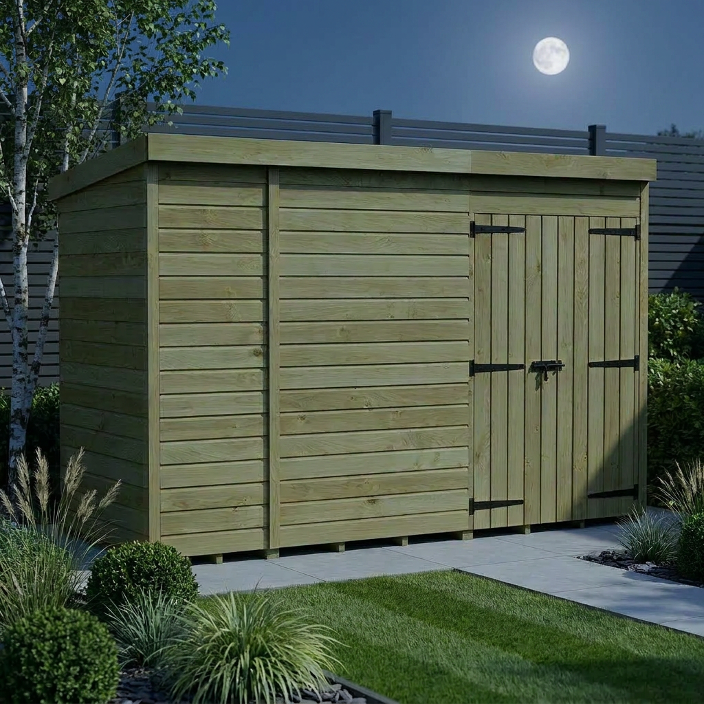 10 x 4 Pent Shed (Double Door, No Windows)