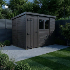 9x5 Pent Composite Shed (Single Door, With Windows)