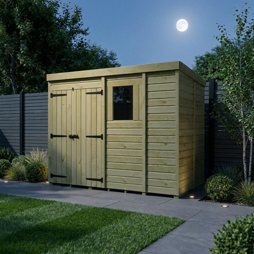 9 x 5 Pent Shed (Double Door, With Windows)