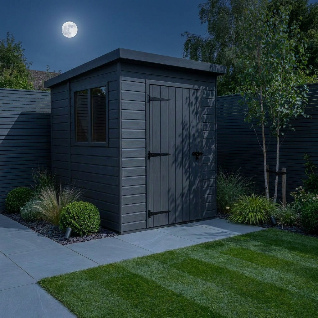6x6 Pent Composite Shed (Single Door, With Windows)