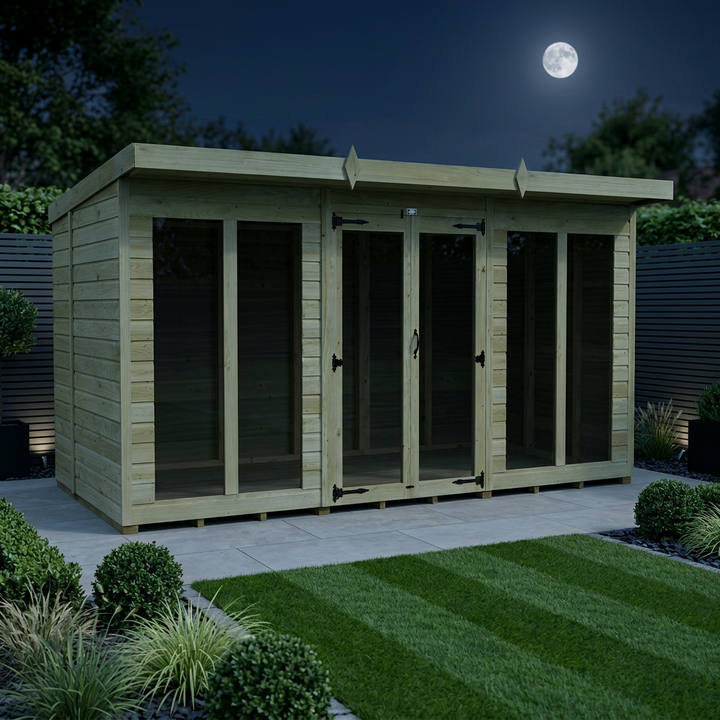 12 x 6 Pent Summer House (Full Height Window)