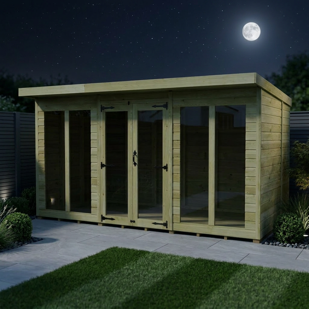 12 x 8 Pent Summer House (Full Height Window)