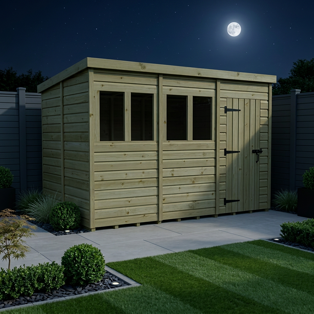 12 x 6 Pent Shed (Single Door, With Windows)
