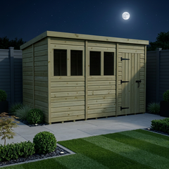 12 x 6 Pent Shed (Single Door, With Windows)