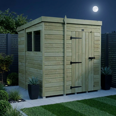 6 x 7 Pent Shed (Single Door, With Windows)