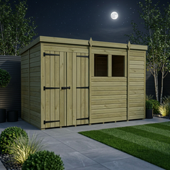 10 x 5 Pent Shed (Double Door, With Windows)