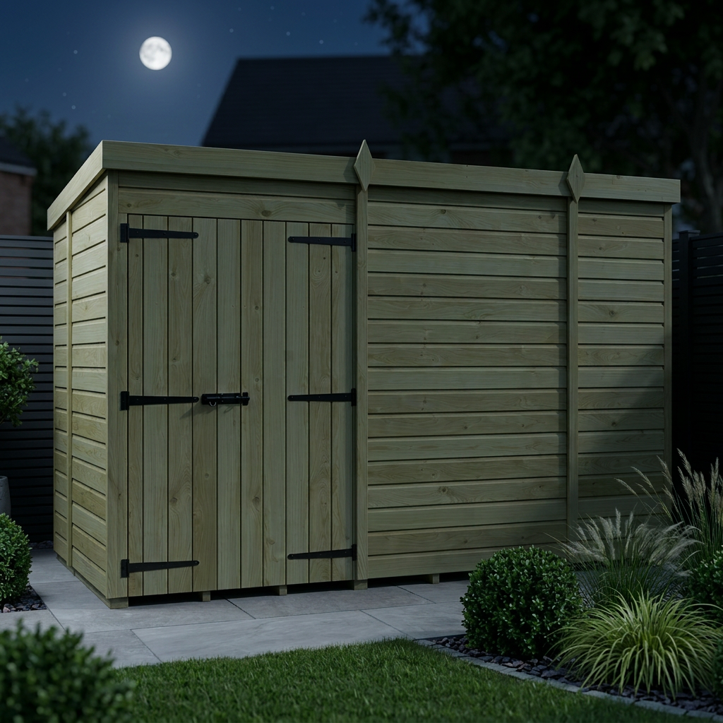 10 x 5 Pent Shed (Double Door, No Windows)