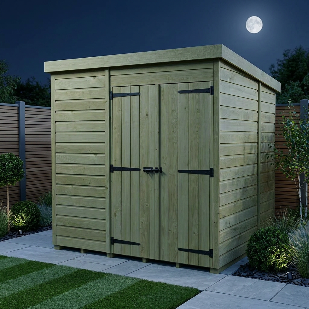 7 x 7 Pent Shed (Double Door, No Windows)