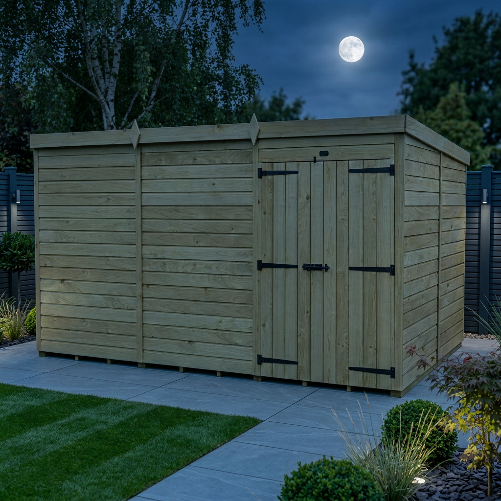 12 x 8 Pent Shed (Double Door, No Windows)