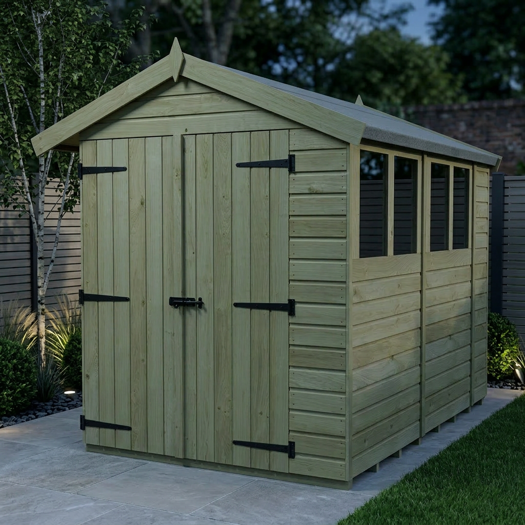 8 x 10 Apex Shed (Double Door, With Windows)