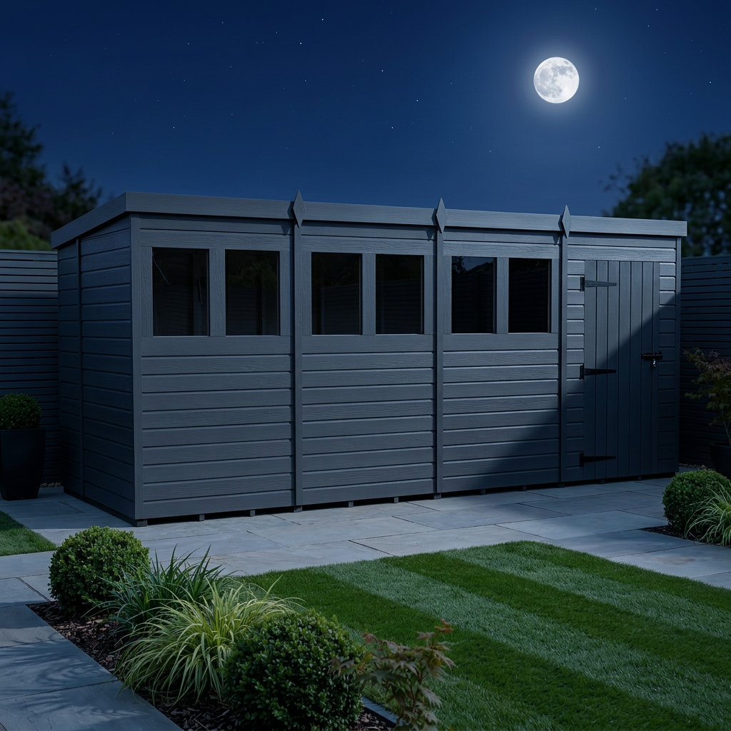 16x6 Pent Composite Shed (Single Door, With Windows)