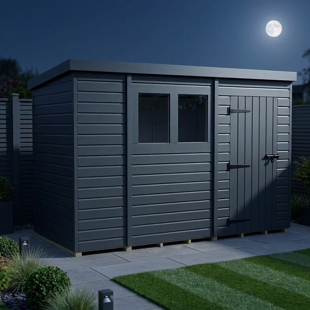 10x6 Pent Composite Shed (Single Door, With Windows)