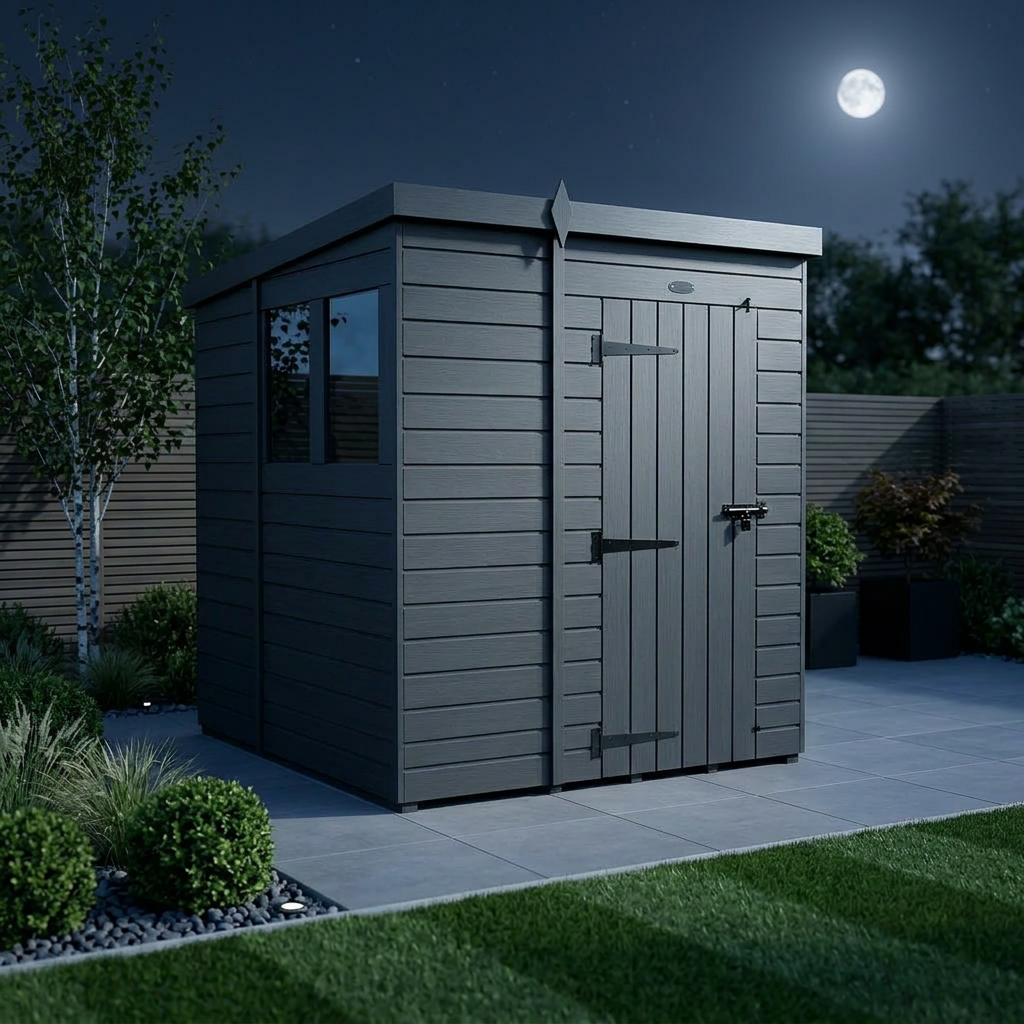 7x6 Pent Composite Shed (Single Door, With Windows)