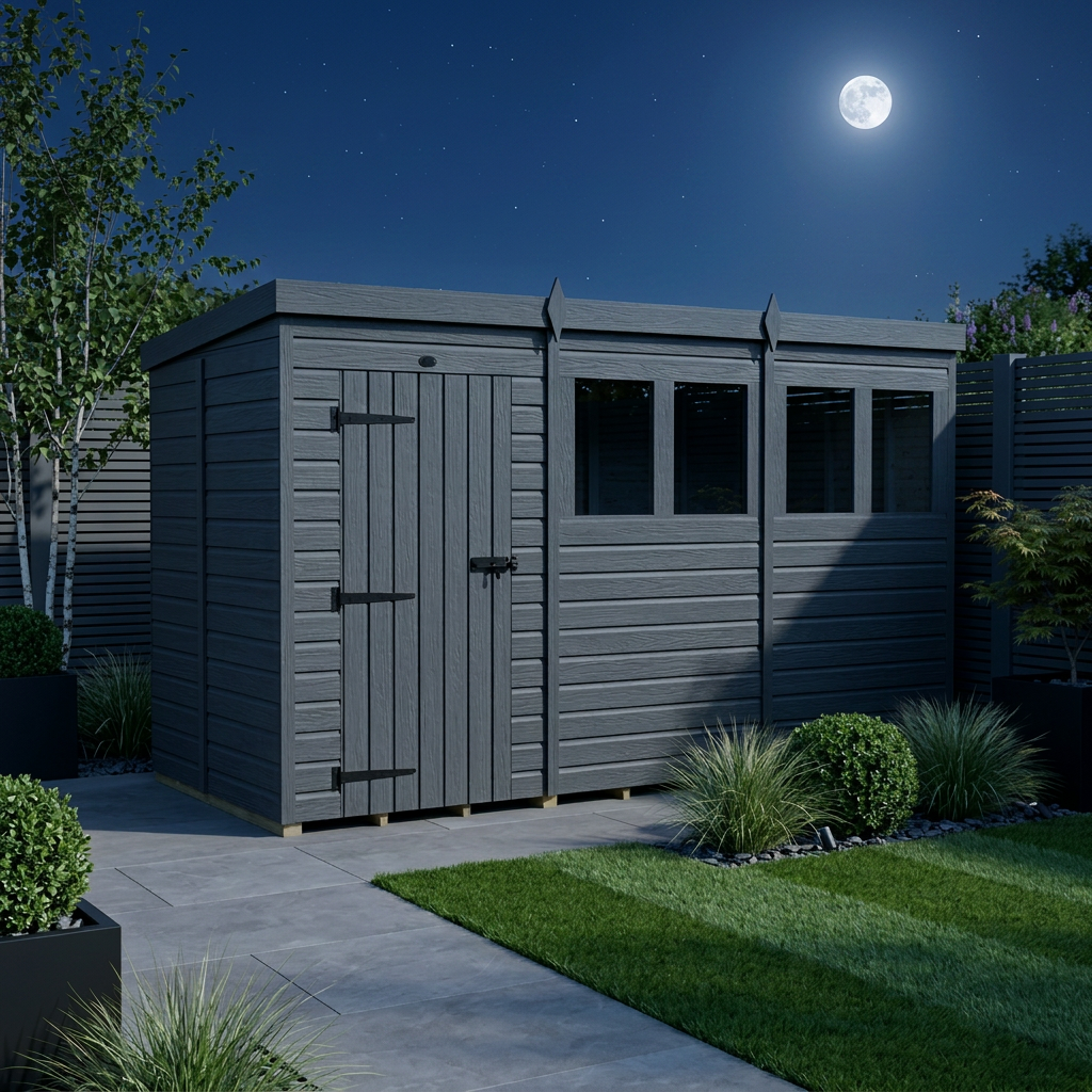 12x5 Pent Composite Shed (Single Door, With Windows)