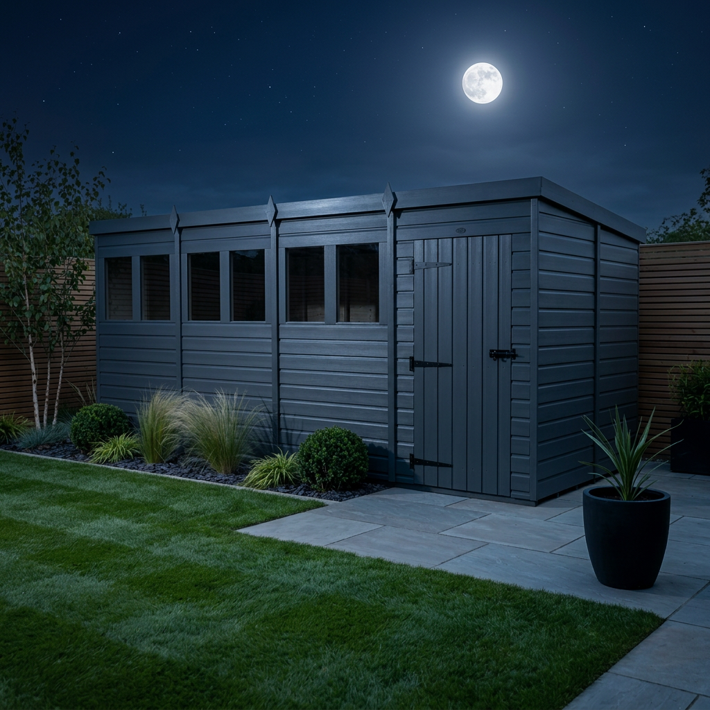 16x7 Pent Composite Shed (Single Door, With Windows)