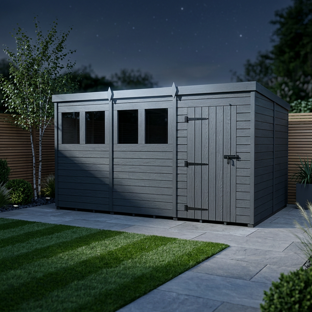 14x8 Pent Composite Shed (Single Door, With Windows)