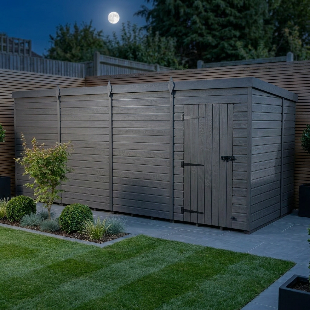 16x7 Pent Composite Shed (Single Door, No Windows)