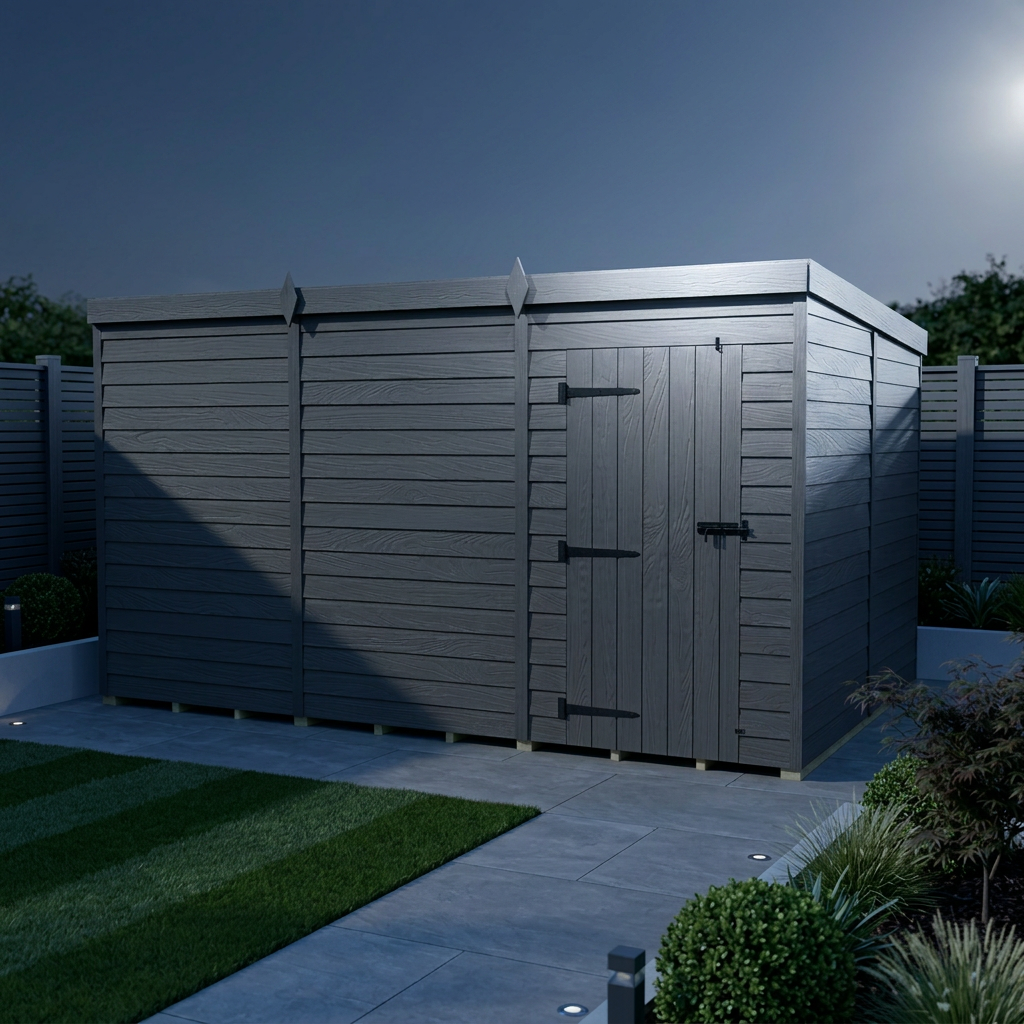 12x8 Pent Composite Shed (Single Door, No Windows)