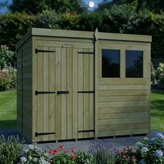 8 x 5 Pent Shed (Double Door, With Windows)