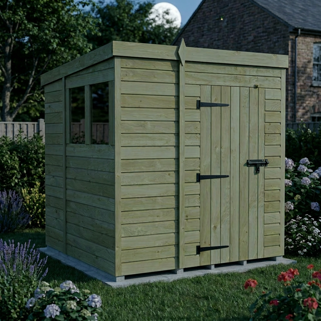 7 x 7 Pent Shed (Single Door, With Windows)