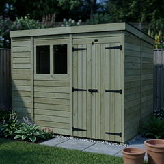 10 x 8 Pent Shed (Double Door, With Windows)