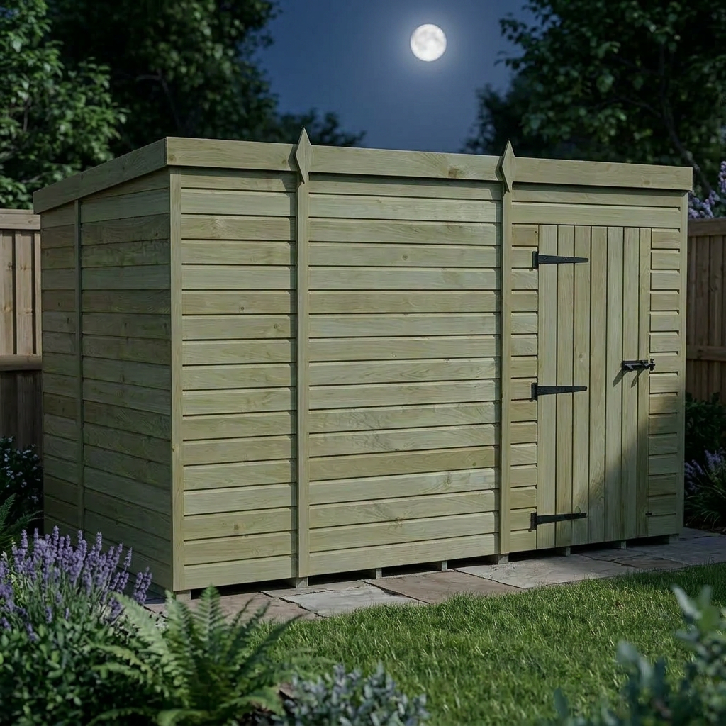 10 x 6 Pent Shed (Single Door, No Windows)