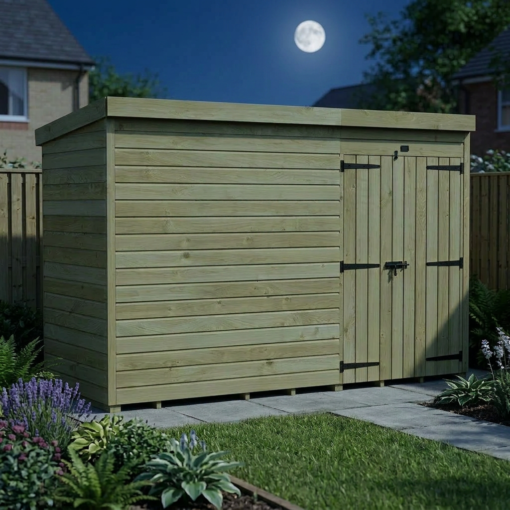 10 x 4 Pent Shed (Double Door, No Windows)