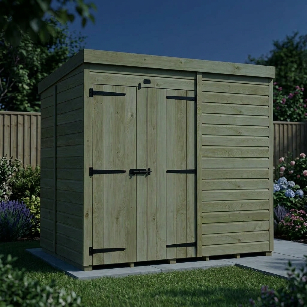 7 x 5 Pent Shed (Double Door, No Windows)