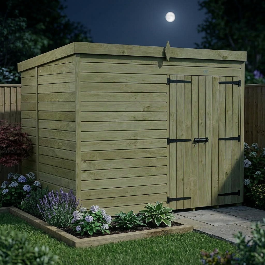 8 x 6 Pent Shed (Double Door, No Windows)