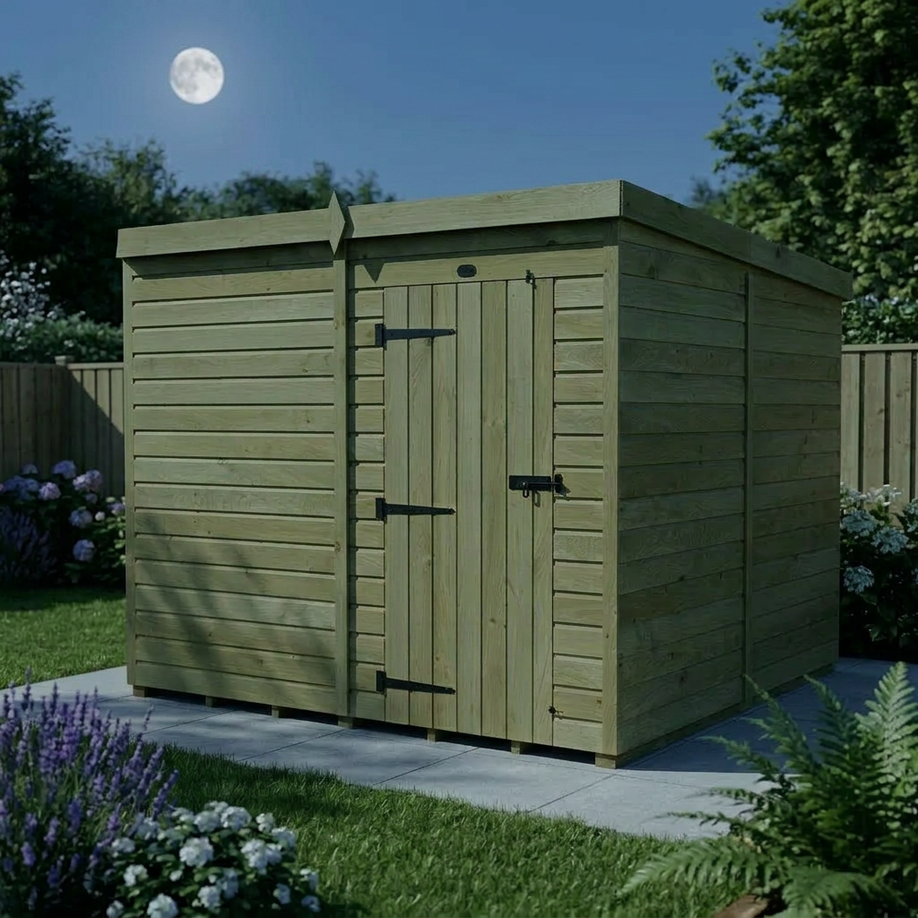 8 x 8 Pent Shed (Single Door, No Windows)