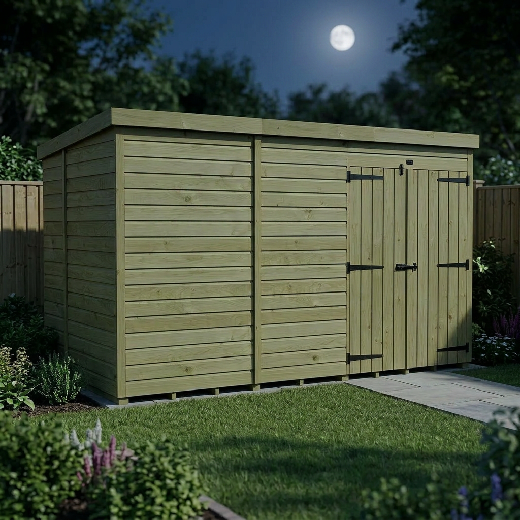 12 x 6 Pent Shed (Double Door, No Windows)