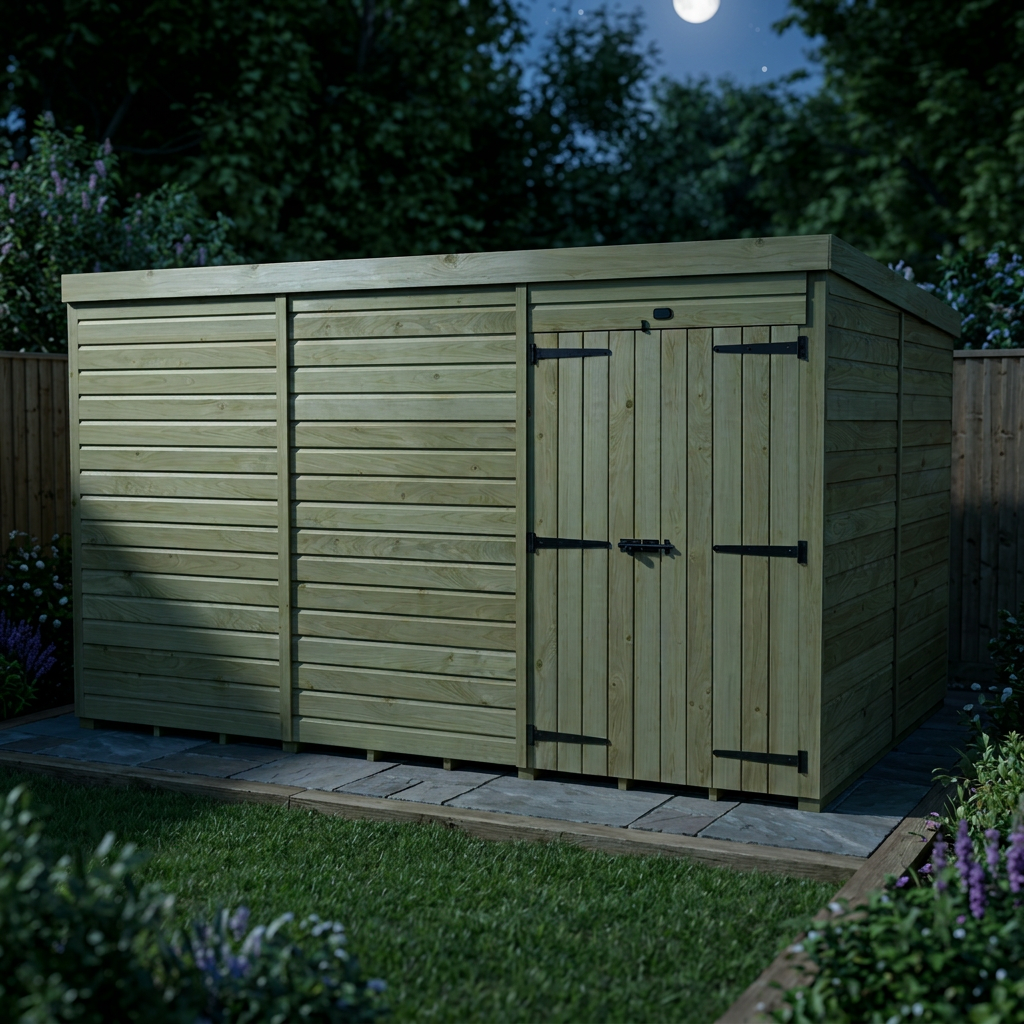 12 x 8 Pent Shed (Double Door, No Windows)