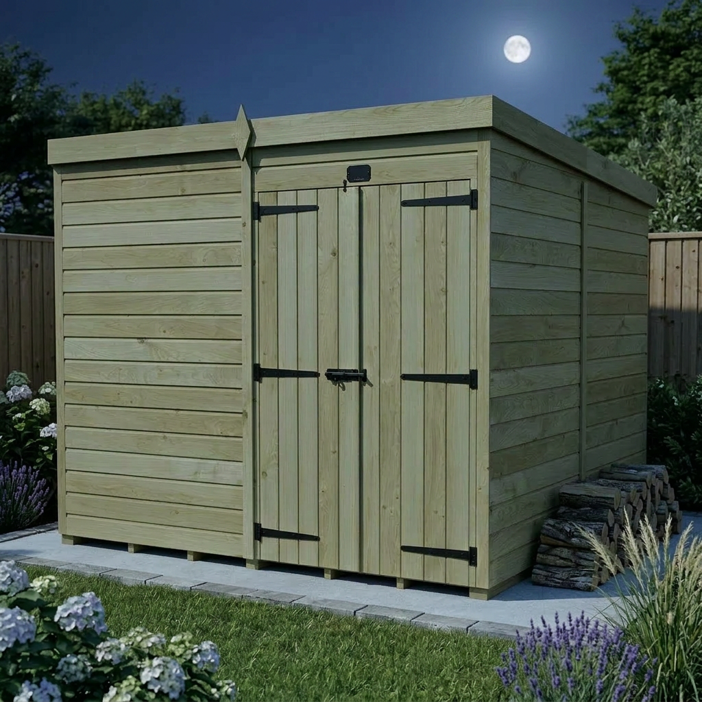 8 x 8 Pent Shed (Double Door, No Windows)