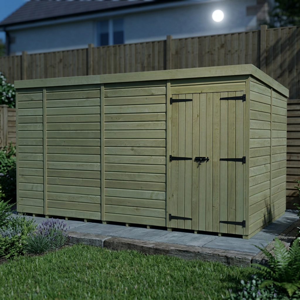 14 x 8 Pent Shed (Double Door, No Windows)