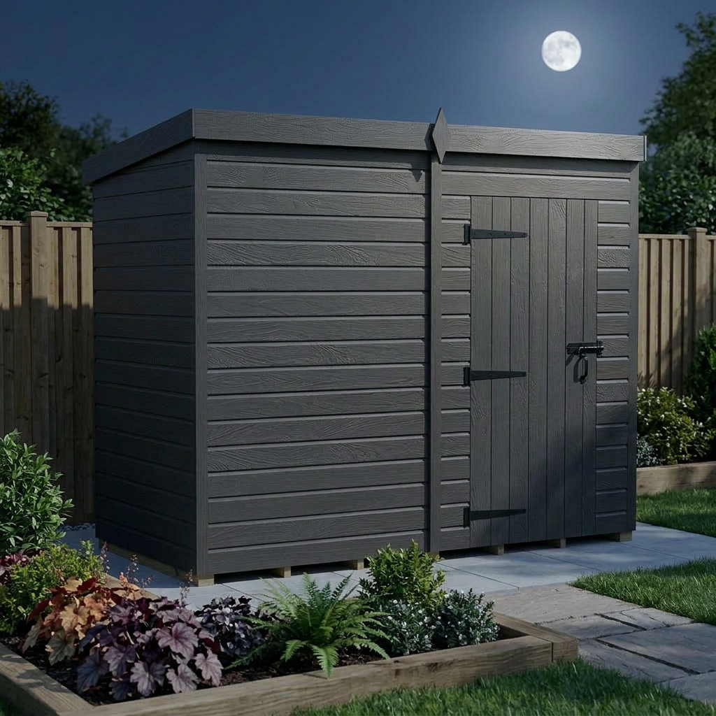 8x4 Pent Composite Shed (Single Door, No Windows)