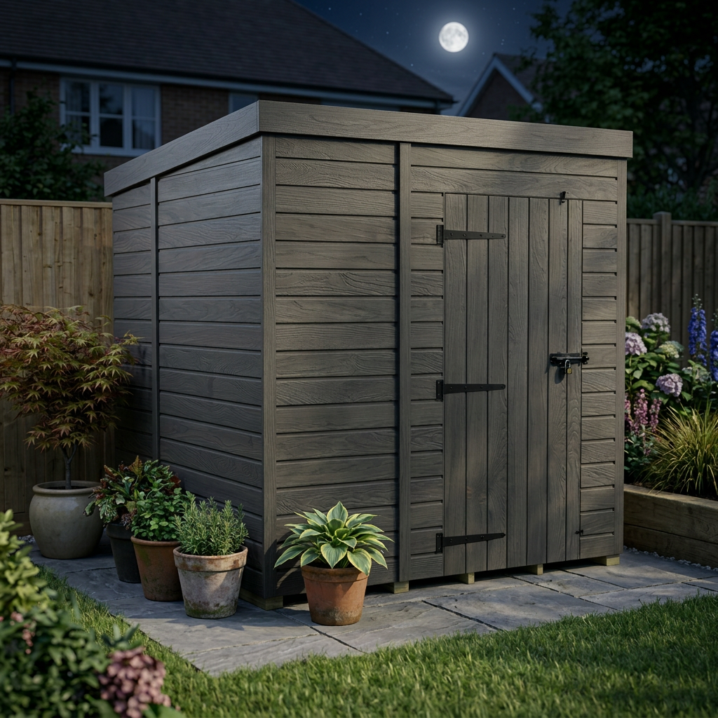 7x6 Pent Composite Shed (Single Door, No Windows)