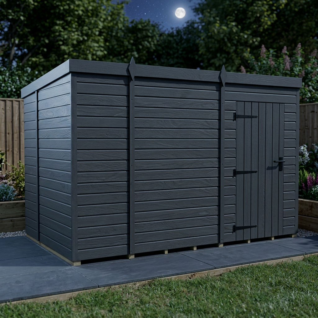 9x6 Pent Composite Shed (Single Door, No Windows)