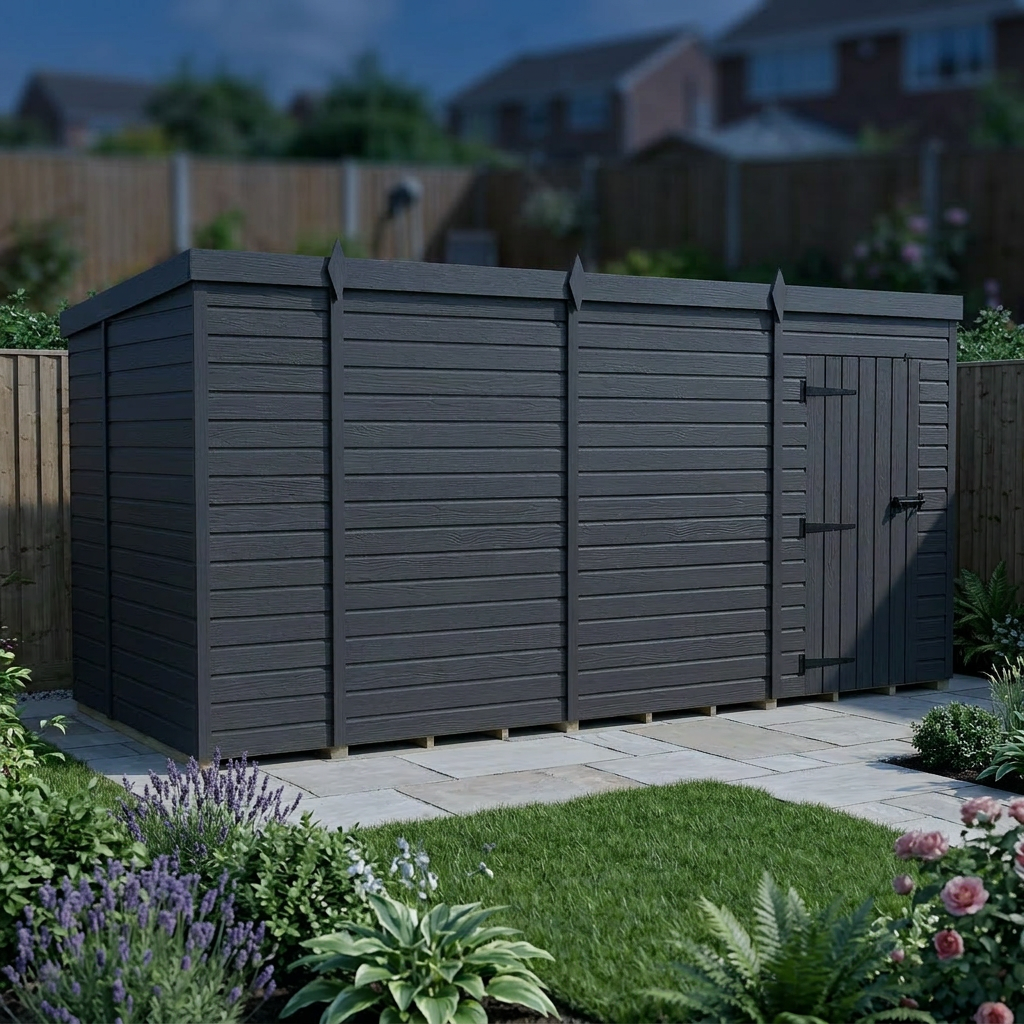 14x6 Pent Composite Shed (Single Door, No Windows)