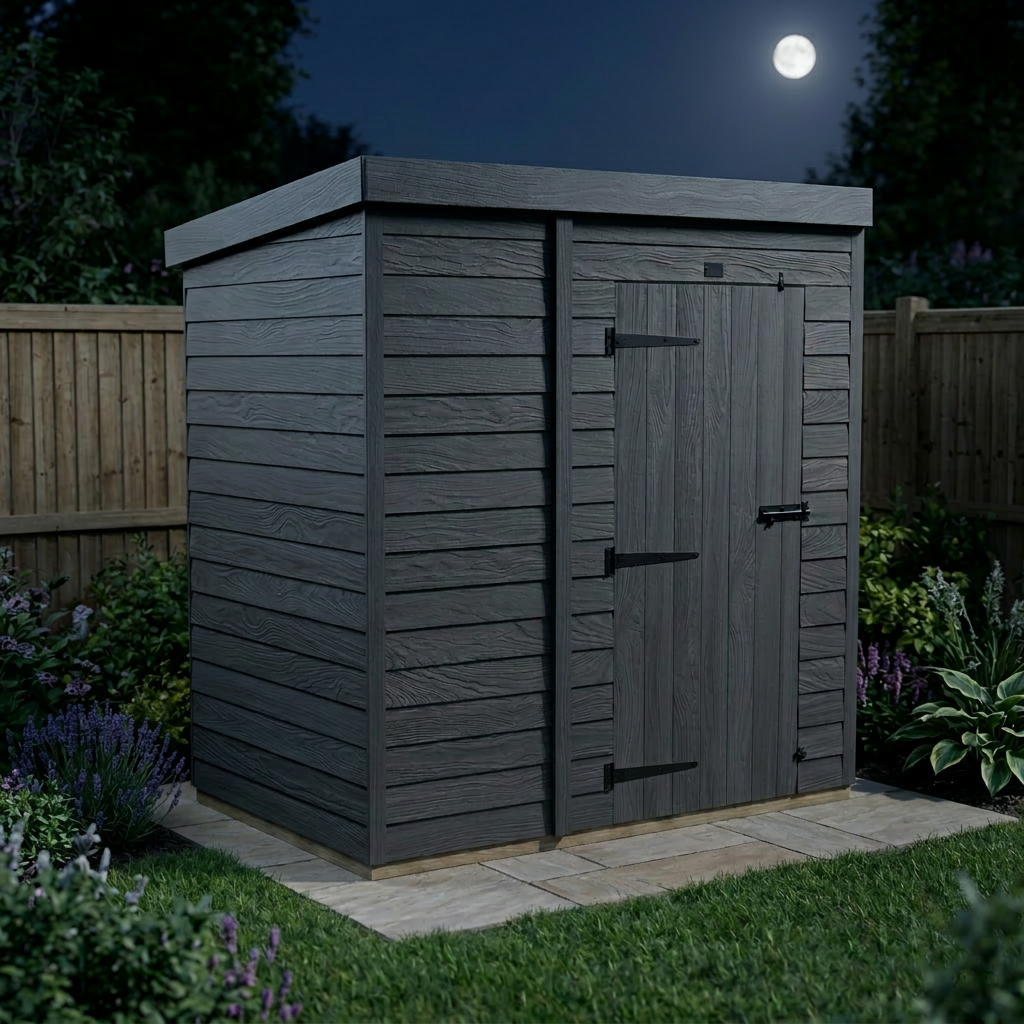 6x4 Pent Composite Shed (Single Door, No Windows)
