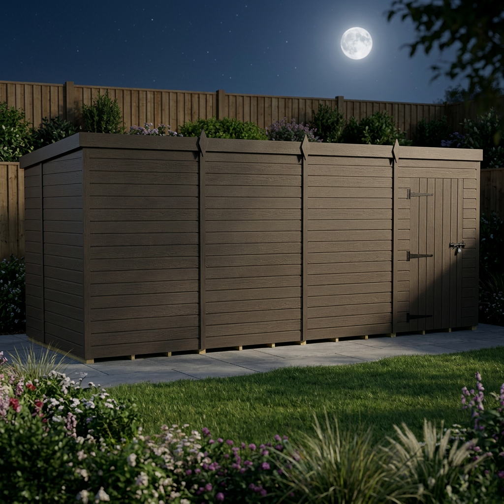 16x6 Pent Composite Shed (Single Door, No Windows)