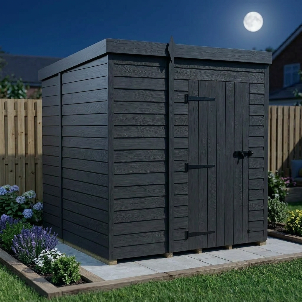 7x7 Pent Composite Shed (Single Door, No Windows)