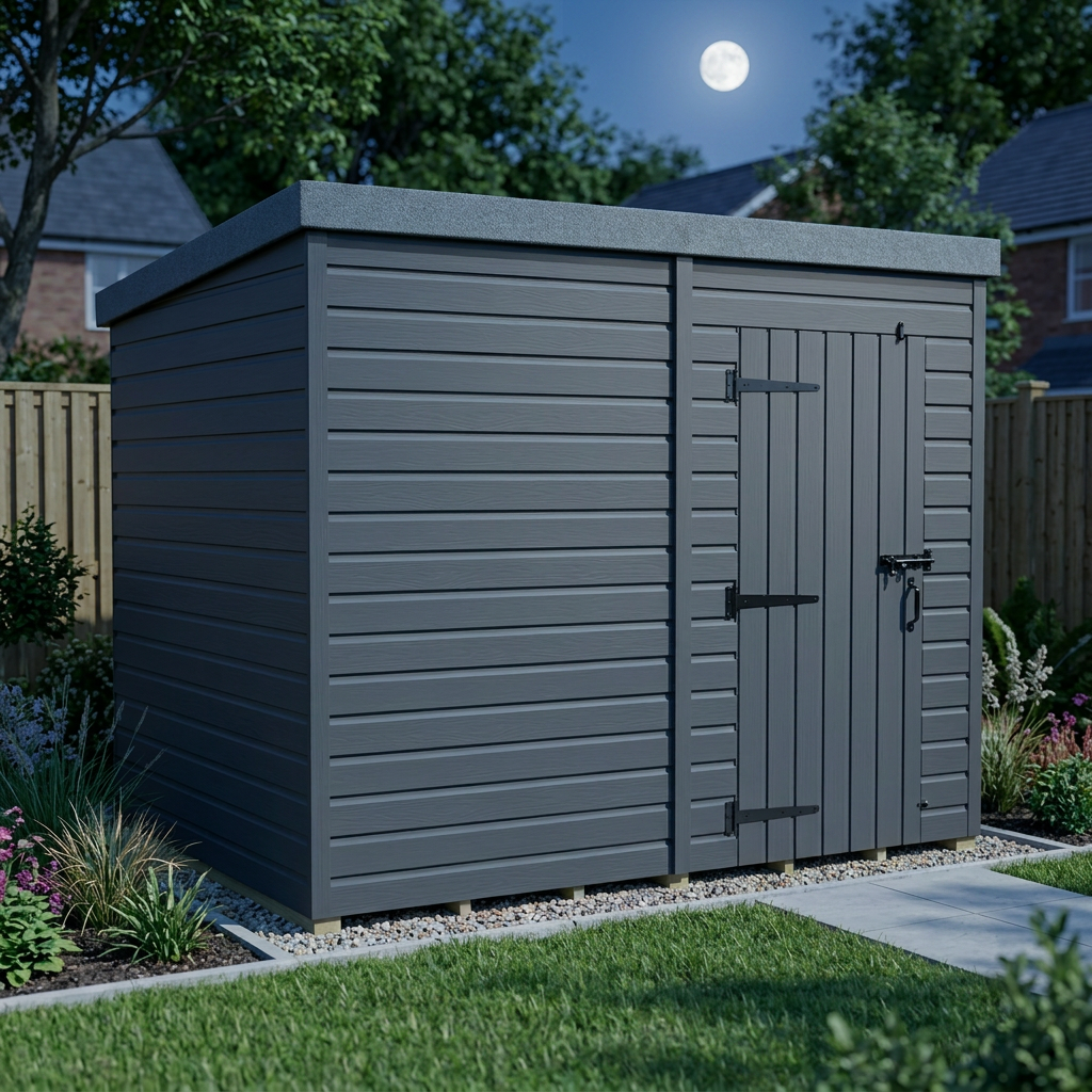 8x7 Pent Composite Shed (Single Door, No Windows)