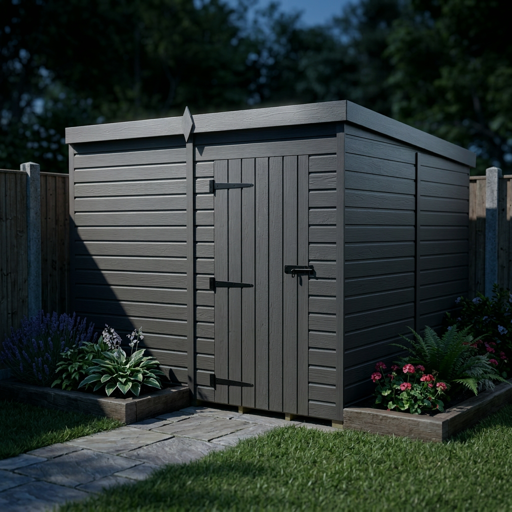 8x8 Pent Composite Shed (Single Door, No Windows)