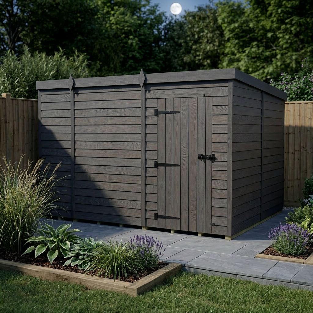 9x8 Pent Composite Shed (Single Door, No Windows)