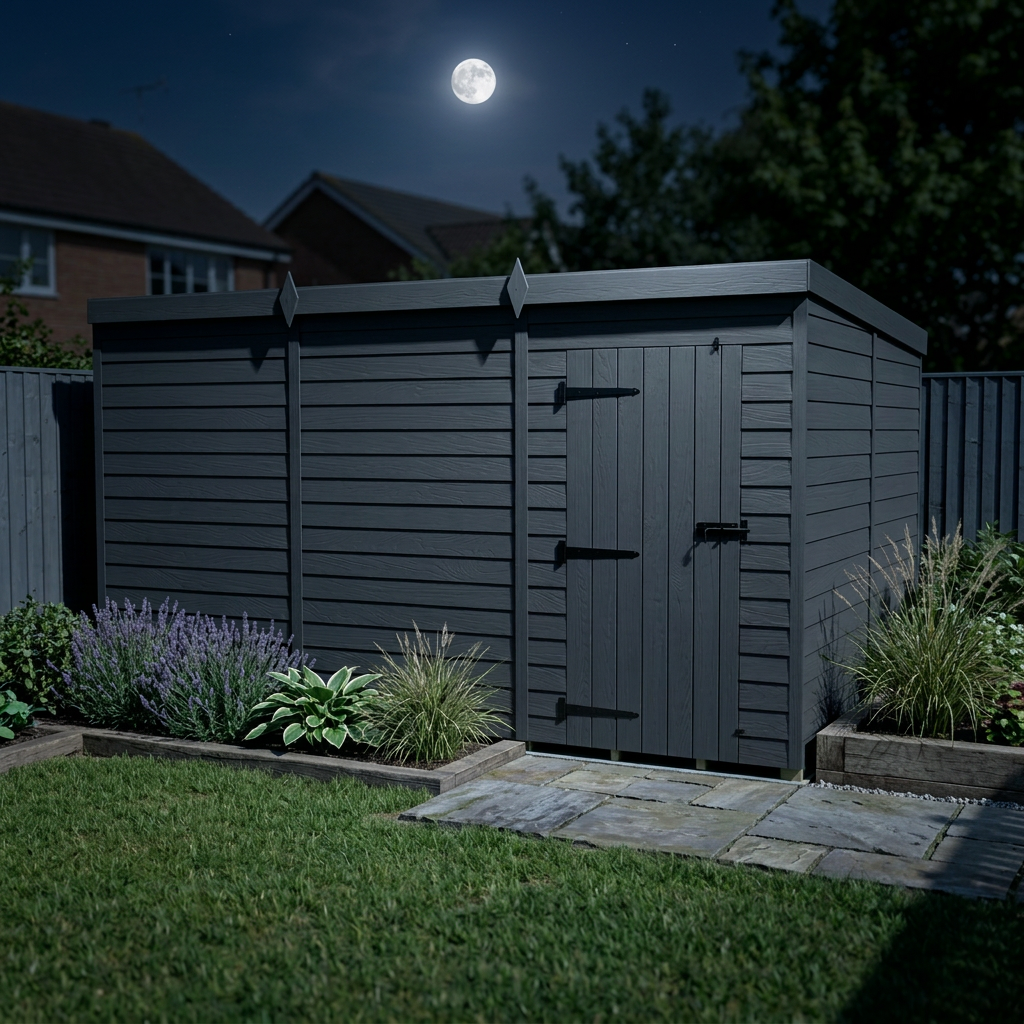 12x8 Pent Composite Shed (Single Door, No Windows)